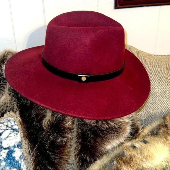 ALL SAINTS Designer Women’s Wool Logo Rivet Lux Fedora Wide Brim Hat - Picture 1 of 15